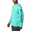 image:imageColumbia Mens PFG Terminal Tackle Long Sleeve ShirtBright AquaCollegiate Navy Logo