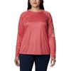 image:imageColumbia Womens Tidal Tee II Long Sleeve HoodieCarbon HeatherRed Spark Logo