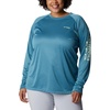 image:imageColumbia Womens Tidal Tee II Long Sleeve HoodieDeep Marine HeatherLight Lime Logo