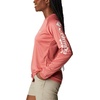 image:imageColumbia Womens Tidal Tee II Long Sleeve HoodieRed Spark HeatherWhite Logo