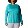 image:imageColumbia Womens Tidal Tee II Long Sleeve HoodieTropic Water HeatherLime Glow Logo