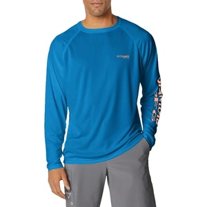 image:imageColumbia Mens PFG Terminal Tackle Long Sleeve ShirtBright AquaCollegiate Navy Logo