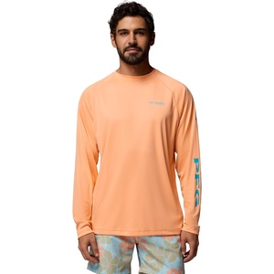 image:imageColumbia Mens PFG Terminal Tackle Long Sleeve ShirtBright NectarOcean Teal Logo