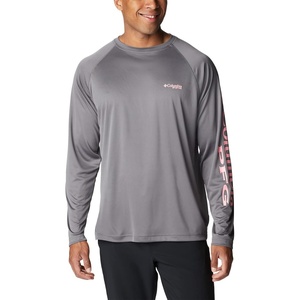 image:imageColumbia Mens PFG Terminal Tackle Long Sleeve ShirtCity GreyPink Pop Logo