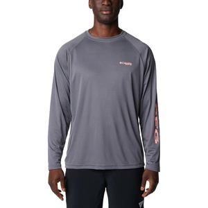 image:imageColumbia Mens PFG Terminal Tackle Long Sleeve ShirtCity GreyTiki Pink Logo