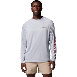 image:imageColumbia Mens PFG Terminal Tackle Long Sleeve ShirtCool GreyDusty Crimson Logo