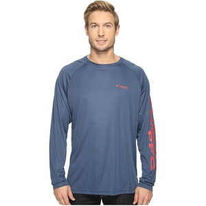 image:imageColumbia Mens PFG Terminal Tackle Long Sleeve ShirtDark MountainSunset Red