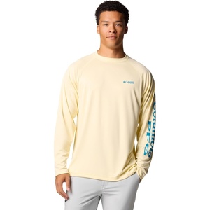 image:imageColumbia Mens PFG Terminal Tackle Long Sleeve ShirtLemon WashBlue Echo Logo