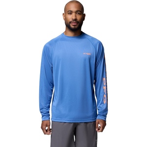 image:imageColumbia Mens PFG Terminal Tackle Long Sleeve ShirtVivid Blue HeatherBright Nectar Logo
