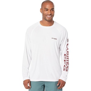image:imageColumbia Mens PFG Terminal Tackle Long Sleeve ShirtWhiteRed Jasper Logo