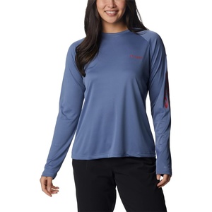 image:imageColumbia Womens Tidal Tee II Long Sleeve HoodieBluestoneRed Spark Logo