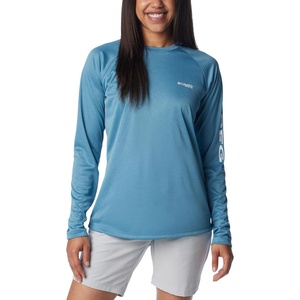 image:imageColumbia Womens Tidal Tee II Long Sleeve HoodieCanyon Blue HeatherWhite Logo