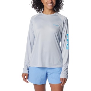 image:imageColumbia Womens Tidal Tee II Long Sleeve HoodieCirrus GreyOcean Blue Logo