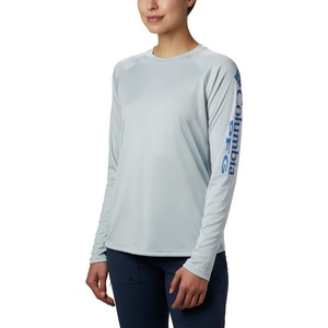 image:imageColumbia Womens Tidal Tee II Long Sleeve HoodieCirrus GreyStormy Blue Logo