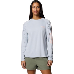 image:imageColumbia Womens Tidal Tee II Long Sleeve HoodieCirrus GreyTiki Pink Logo