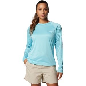 image:imageColumbia Womens Tidal Tee II Long Sleeve HoodieCocoa ButterSalmon Logo