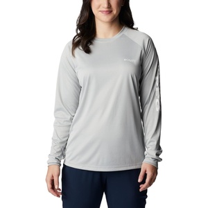 image:imageColumbia Womens Tidal Tee II Long Sleeve HoodieCool Grey HeatherWhite Logo