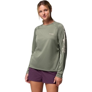image:imageColumbia Womens Tidal Tee II Long Sleeve HoodieCypress HeatherDark Stone Logo