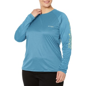 image:imageColumbia Womens Tidal Tee II Long Sleeve HoodieDeep Marine HeatherLight Lime Logo