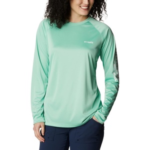 image:imageColumbia Womens Tidal Tee II Long Sleeve HoodieKelp HeatherWhite Logo