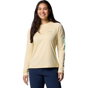 image:imageColumbia Womens Tidal Tee II Long Sleeve HoodieLemon WashGlaze Green Logo