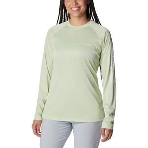 image:imageColumbia Womens Tidal Tee II Long Sleeve HoodieLight Lime HeatherWhite Logo