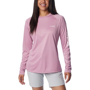 image:imageColumbia Womens Tidal Tee II Long Sleeve HoodieMinuet HeatherWhite Logo