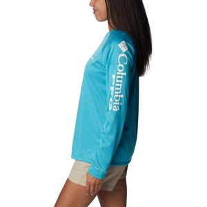 image:imageColumbia Womens Tidal Tee II Long Sleeve HoodieOcean Teal HeatherWhite Logo