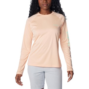 image:imageColumbia Womens Tidal Tee II Long Sleeve HoodiePeach FizzOcean Mint Logo