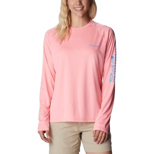 image:imageColumbia Womens Tidal Tee II Long Sleeve HoodieRed HibiscusWhite Logo