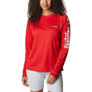 image:imageColumbia Womens Tidal Tee II Long Sleeve HoodieRed SparkWhite Logo