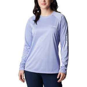 image:imageColumbia Womens Tidal Tee II Long Sleeve HoodieSerenity HeatherWhite Logo