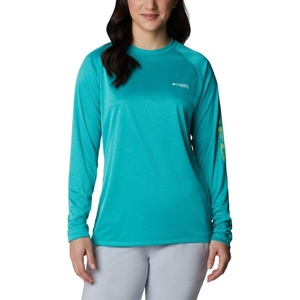 image:imageColumbia Womens Tidal Tee II Long Sleeve HoodieTropic Water HeatherLime Glow Logo
