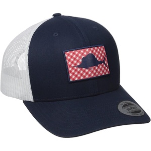 image:imageColumbia Unisex Adult PFG Logo Mesh Ball CapCollegiate Navy Gingham Fish