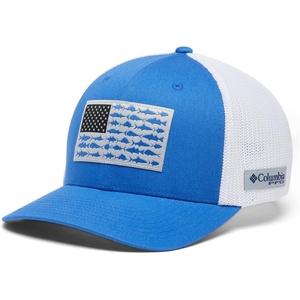 image:imageColumbia Unisex Adult PFG Logo Mesh Ball CapVivid BlueWhiteUS Fish Flag
