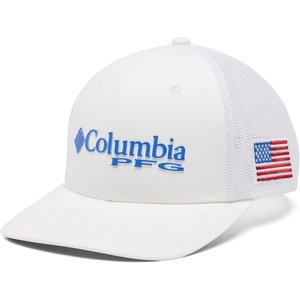 image:imageColumbia Unisex Adult PFG Logo Mesh Ball CapWhite  Vivid Blue  Usa Flag