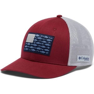 image:imageColumbia Unisex PFG Fish Flag Mesh Ball CapRed JasperBass Flag