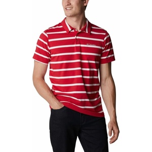 image:imageColumbia Mens Columbia Hike PoloHiking ShirtMountain RedWhite Stripe