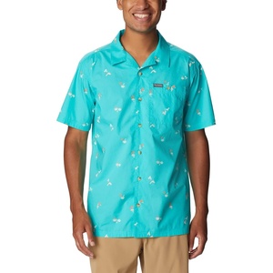 image:imageColumbia Mens Pine Canyon Short SleeveHiking ShirtBright Aqua Baja Bonanza