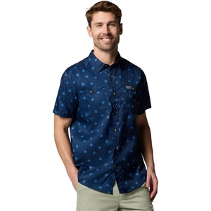image:imageColumbia Utilizer Printed Woven Short SleeveColl Navy Sundot Tonal