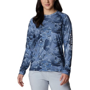 image:imageColumbia Womens Super Tidal Tee Long SleeveCollegiate Navy Fish Frenzy Print