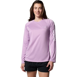 image:imageColumbia Womens Super Tidal Tee Long SleeveHydrangea HeatherWhite Logo