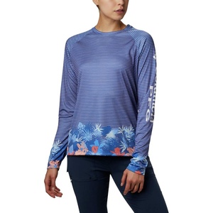 image:imageColumbia Womens Super Tidal Tee Long SleeveStormy Blue Wild Stripes Print