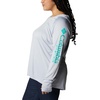 image:imageColumbia Womens Tidal Tee HoodieCirrus GreyElectric Turquoise Logo