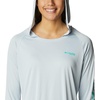 image:imageColumbia Womens Tidal Tee HoodieCirrus GreyElectric Turquoise Logo