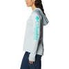 image:imageColumbia Womens Tidal Tee HoodieCirrus GreyElectric Turquoise Logo