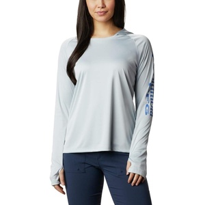 image:imageColumbia Womens Tidal Tee HoodieCirrus GreyStormy Blue Logo