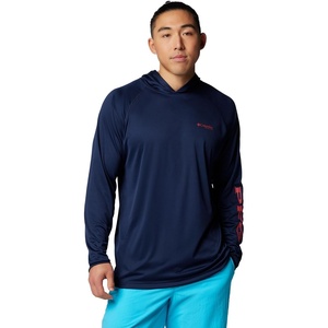 image:imageColumbia Mens PFG Terminal Tackle HoodieCollegiate NavySunset Red Logo