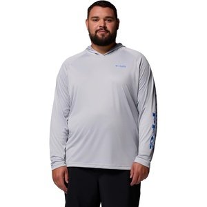 image:imageColumbia Mens PFG Terminal Tackle HoodieCool GreyVivid Blue Logo