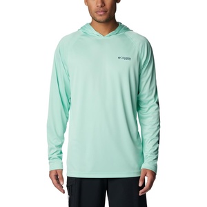 image:imageColumbia Mens PFG Terminal Tackle HoodieMint Cay HeatherCollegiate Navy Logo